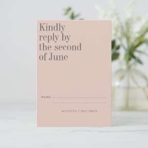 Elegant Blush Pink Minimalist Modern Wedding RSVP Card