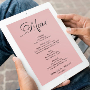 Elegant Blush Pink Minimalist Wedding Menu Card