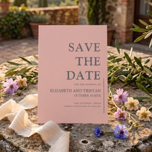 Elegant Blush Pink Minimalist Wedding  Save The Date