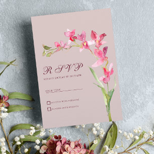 Elegant blush pink mint orchid flowers RSVP Invitation