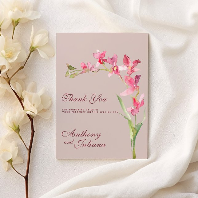 Elegant blush pink mint orchid flowers Thank You Invitation (Elegant blush pink mint orchid flowers Thank You )