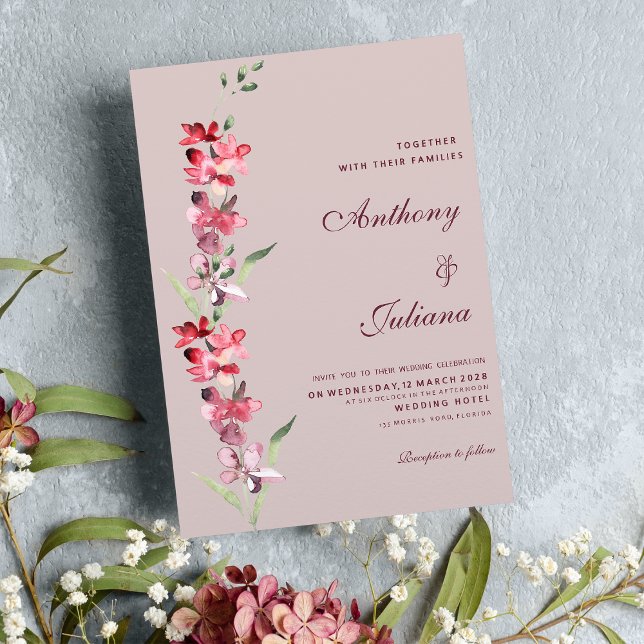 Elegant blush pink mint orchid flowers Wedding Invitation (Elegant blush pink mint orchid flowers Wedding )