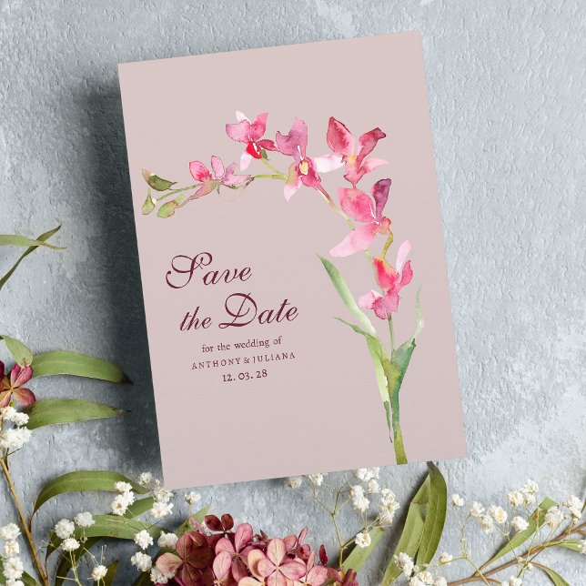Elegant blush pink mint orchid Save the Date Invitation (Elegant blush pink mint orchid Save the Date)