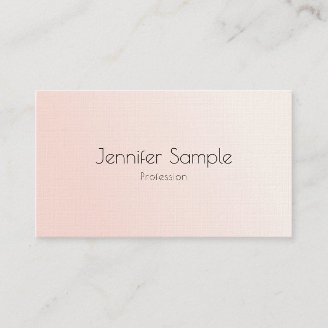 Elegant Blush Pink Modern Trendy Premium Linen Business Card (Front)