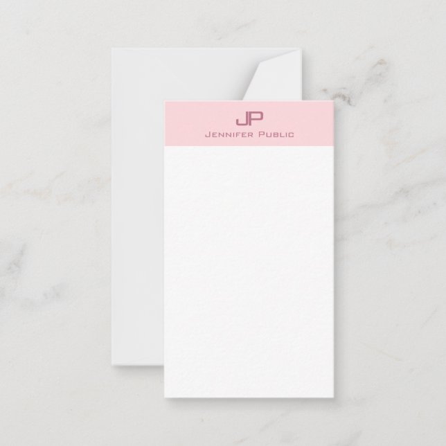 Elegant Blush Pink Monogram Clean Template Top (Front)