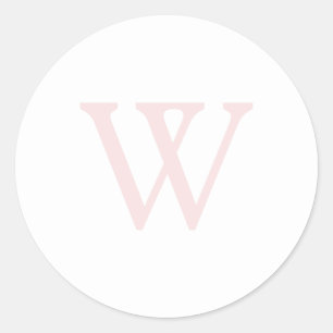 Elegant Blush Pink Monogram Initial White Classic Round Sticker