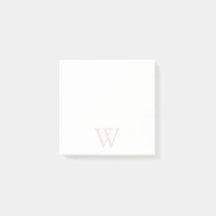 Elegant Blush Pink Monogram Initial White Post-it Notes