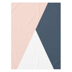 Elegant blush pink & navy blue geometric triangles tablecloth