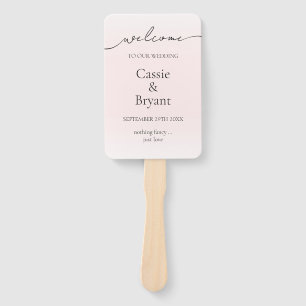 Elegant Blush Pink Ombre Modern Wedding Program Hand Fan