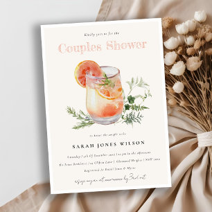 Elegant Blush Pink Orange Cocktail Couples Shower  Invitation
