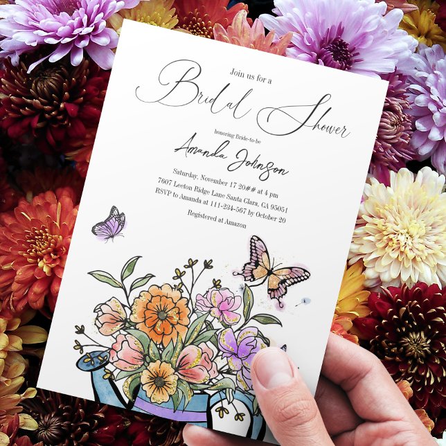 Elegant Blush Pink Orange Garden Butterfly Floral Invitation (Creator Uploaded)