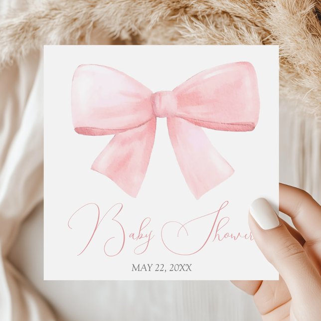 Elegant Blush Pink Pastel Bow Girl Baby Shower Napkin (Creator Uploaded)