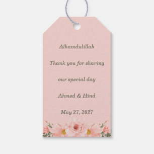 Elegant Blush Pink Peach Floral Islamic Wedding Gift Tags