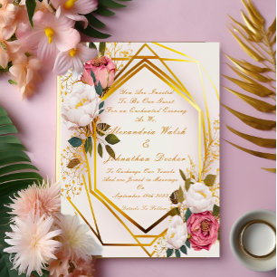 Elegant Blush Pink Peonies on Gold Frame
