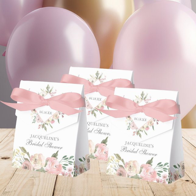 Elegant Blush Pink Peony Floral Bridal Shower Favour Box (Creator Uploaded)