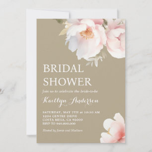 Elegant Blush Pink Peony Garden Bridal Shower Invitation