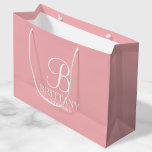 Elegant Blush Pink Personalised Bridesmaid Large Gift Bag<br><div class="desc">Elegant Blush Pink Personalised Bridesmaid Gifts
featuring personalised monogram in white elegant calligraphy font style with bridesmaid's name and title in white classic serif font style on blush pink background.

Also perfect for Maid of Honour,  Flower Girl,  Mother of the Bride and more.</div>