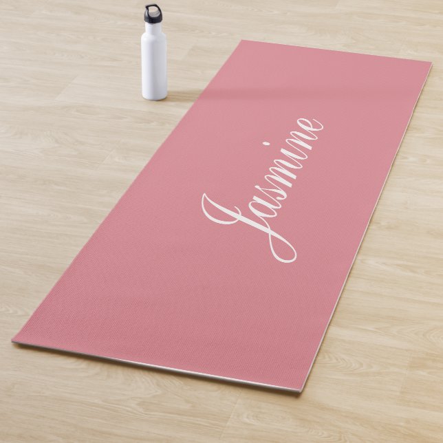 Elegant Blush Pink Personalised Name Yoga Mat (In Situ)