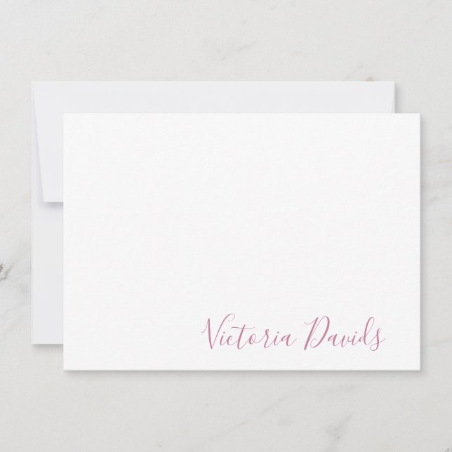 Elegant Blush Pink Personalised Signature Script Card (Front)
