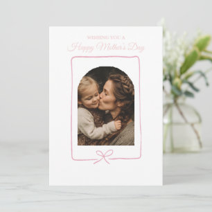 Elegant Blush Pink Photo Mother's Day Personalised Holiday Card