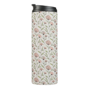 Elegant Blush Pink Poppies Floral Pattern Thermal Tumbler