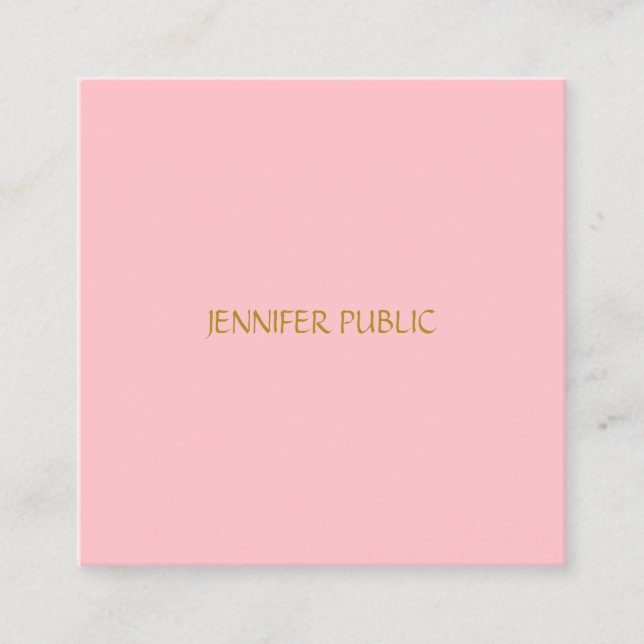 Elegant Blush Pink Professional Modern Template Square Business Card (Front)