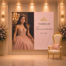 Elegant Blush Pink Quinceañera Backdrop