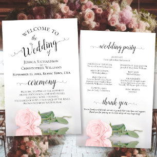 Elegant Blush Pink Rose Budget Wedding Program