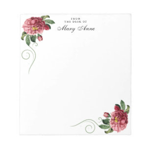 Elegant Blush Pink Rose Flowers Personalised Notepad