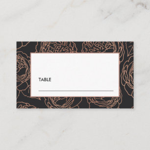 ELEGANT BLUSH PINK ROSE GOLD BLACK FLORAL WEDDING PLACE CARD