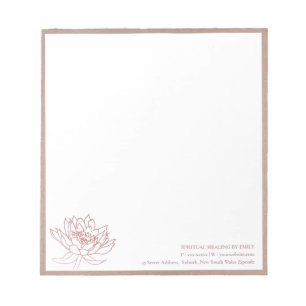 ELEGANT BLUSH PINK ROSE GOLD LOTUS FLORAL BUSINESS NOTEPAD