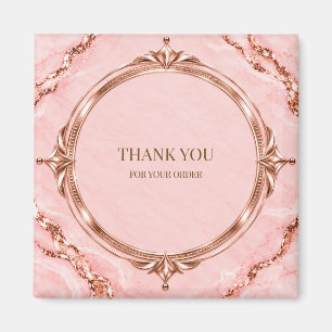 Elegant Blush Pink Rose Gold Square Box Label Magnet
