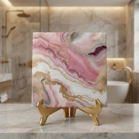 Elegant Blush Pink Rose Gold & White Agate Marble