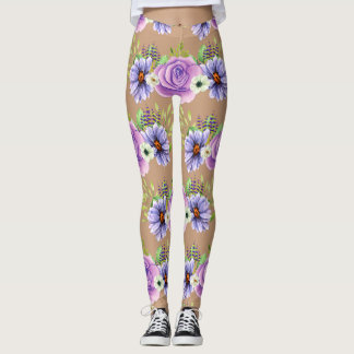 Elegant Blush Pink Rose Lilac Flower Skin Leggings