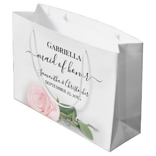 Elegant Blush Pink Rose Posh Maid of Honour Weddin Large Gift Bag