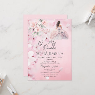 Elegant Blush Pink Rose Quinceanera Invitation