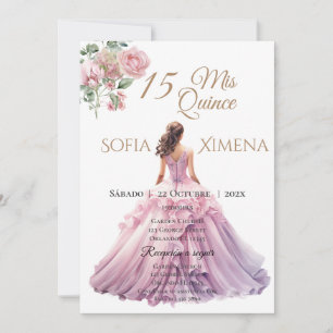 Elegant Blush Pink Rose Quinceanera Invitation