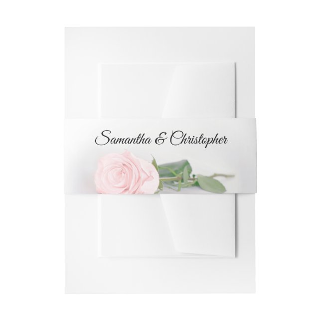 Elegant Blush Pink Rose Simple Glam Wedding Invitation Belly Band (Front Example)