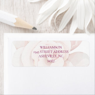 Elegant Blush Pink Rose Watercolor Floral Wedding Return Address Label