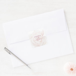 Elegant Blush Pink Rose Watercolor Floral Wedding Square Sticker