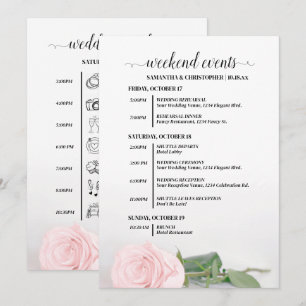 Elegant Blush Pink Rose Wedding Events & Timeline Program