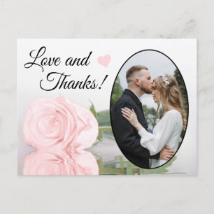 Elegant Blush Pink Rose Wedding Love & Thanks Postcard