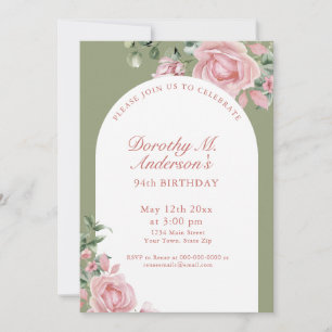 Elegant Blush Pink Roses 94th Birthday Party