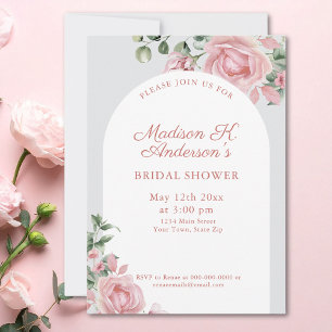 Elegant Blush Pink Roses Bridal Shower Invitation