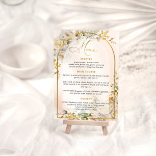 Elegant Blush Pink Roses Bridal Shower Menu