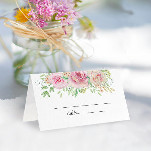 Elegant Blush Pink Roses Bridal Shower Place Card