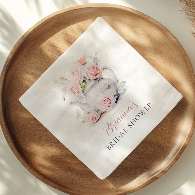 Elegant Blush Pink Roses Bridal Shower Tea Party Napkin (Creator Uploaded)
