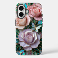 Elegant Blush Pink Roses in Stained Glass Art