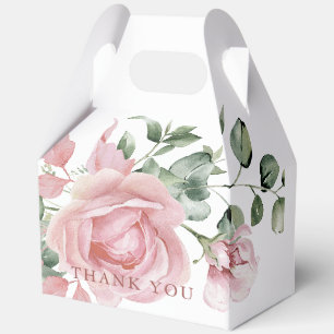 Elegant Blush Pink Roses Thank You Favour Box