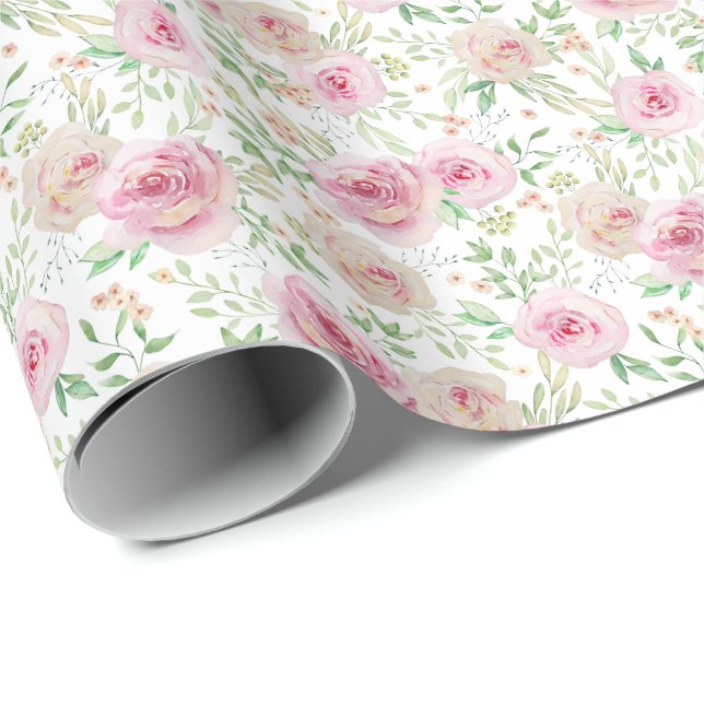 Elegant Blush Pink Roses Wrapping Paper (Roll Corner)